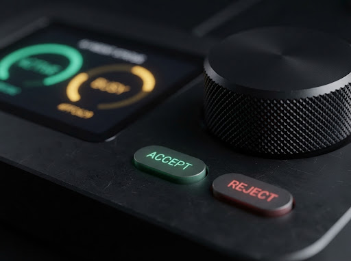 Extreme close-up display and tactile buttons